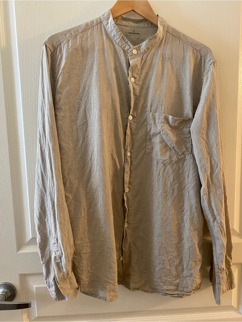 MUJI Men’s 100% Linen Stand Collar Shirt in Natural - L - Picture 2 of 16